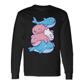 Trans Pride Orca Pile Transgender Long Sleeve T-Shirt | Mazezy