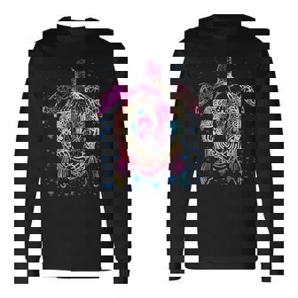 Tribal Polynesian Tattoo Ocean Animal Lover Tie Dye Turtle Long Sleeve T-Shirt | Mazezy