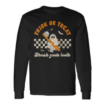 Trick Or Treat Brush Your Th Dentist Halloween Costume Men Women Long Sleeve T-Shirt T-shirt Graphic Print - Thegiftio UK