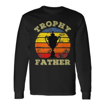 Trophy Father Husband Dad Vintage Sunset Fathers Day Long Sleeve T-Shirt - Thegiftio UK
