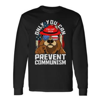 Trump Bear 45 47 Maga 2024 Only You Can Prevent Socialism Long Sleeve T-Shirt - Seseable