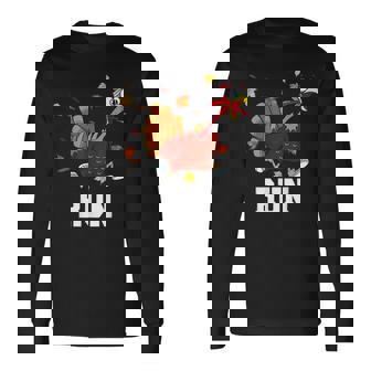 Turkey Run Costume Thanksgiving Running Turkey Trot V3 Men Women Long Sleeve T-Shirt T-shirt Graphic Print - Thegiftio