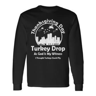 Turkey Vintage Drop Thanksgiving Day Long Sleeve T-Shirt T-Shirt | Mazezy UK