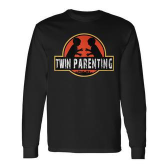 Twin Dad Fathers Day Parenting Shirt For Long Sleeve T-Shirt T-Shirt | Mazezy