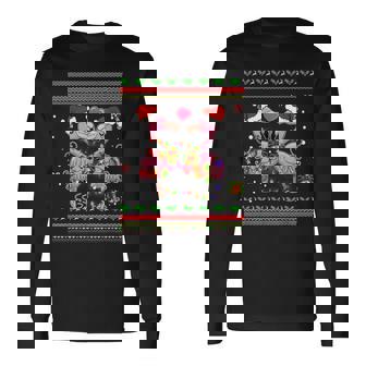 Ugly Christmas Flamingo Santa Hat Ugly Christmas Sweater Men Women Long Sleeve T-Shirt T-shirt Graphic Print - Thegiftio