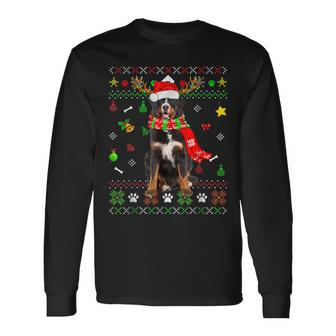 Ugly Sweater Christmas Bernese Mountain Dog Xmas Pajama Men Women Long Sleeve T-shirt Graphic Print Unisex - Seseable