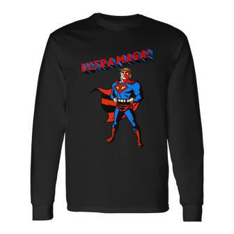 Ultra Maga Superhero Parody Trump 2024 Anti Biden Long Sleeve T-Shirt - Thegiftio UK