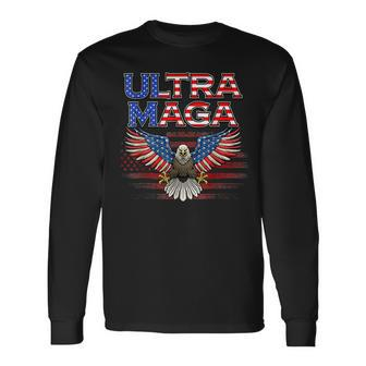 Ultra Maga Us Flag Eagle The Great Maga King Ultra Mega 2022 Men Women Long Sleeve T-Shirt T-shirt Graphic Print - Thegiftio UK
