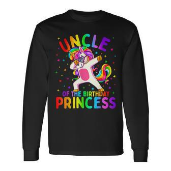 Uncle Of The Birthday Princess Girl Dabbing Unicorn Long Sleeve T-Shirt T-Shirt | Mazezy