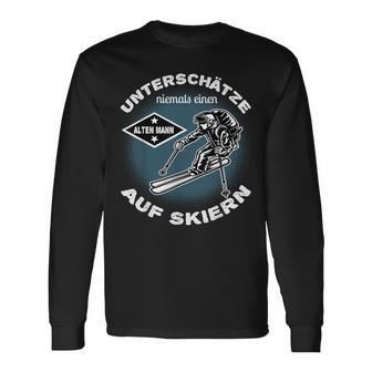 Unterschätze Niemals Einen Alten Mann Auf Skiern Skifahrer V2 Langarmshirts - Seseable