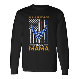 Us Air Force Veteran Proud Mom Awesome Men Women Long Sleeve T-shirt Graphic Print Unisex - Seseable