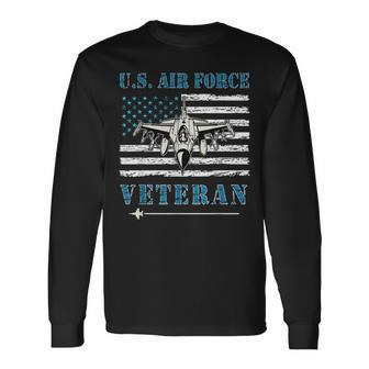 Us Air Force Veteran Usaf Military Us Flag Vintage Patriotic Men Women Long Sleeve T-shirt Graphic Print Unisex - Seseable