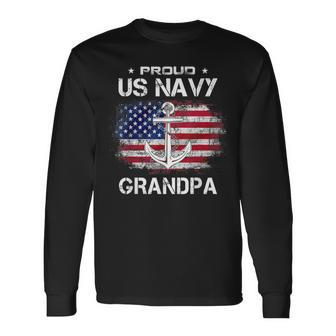 Us Na Vy Proud Grandpa Proud Us Na Vy Grandpa Veteran Day Long Sleeve T-Shirt - Seseable