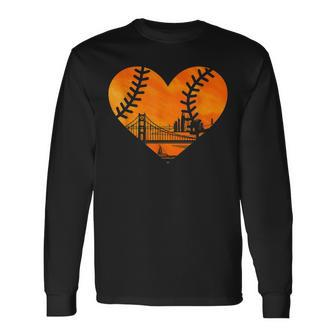 Us State San Francisco Baseball Vintage Heart Long Sleeve T-Shirt - Seseable