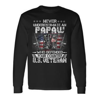 Us Veteran Papaw Veterans Day Us Patriot Patriotic Long Sleeve T-Shirt - Seseable