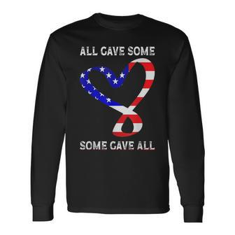 Usa Flag American Patriotic Heart Armed Forces Memorial Day Long Sleeve T-Shirt - Seseable