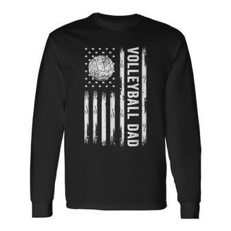 Usa Flag Volleyball Dad Volleyball Game Day Vibes Long Sleeve T-Shirt - Seseable