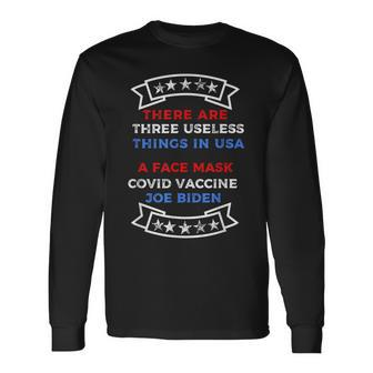 Useless Things Vaccine Biden Stars Grunge Distressed Long Sleeve T-Shirt - Seseable