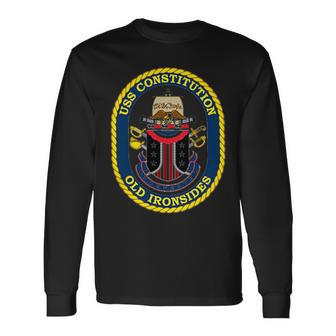 Uss Constitution Old Ironside Navy Badge Patch Long Sleeve T-Shirt - Seseable