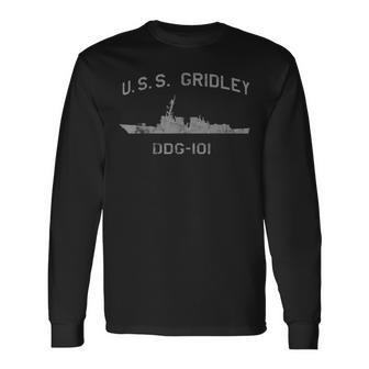 Uss Gridley Ddg-101 Destroyer Ship Waterline Long Sleeve T-Shirt - Seseable