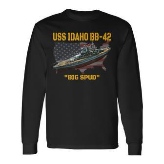 Uss Idaho Bb-42 Battleship & Ww2 American Warship Veteran Long Sleeve T-Shirt - Seseable