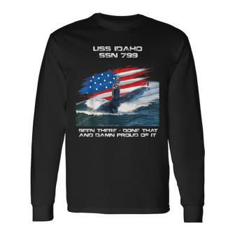Uss Idaho Ssn-799 American Flag Submarine Veteran Xmas Long Sleeve T-Shirt - Seseable