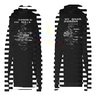Uss Indiana Bb-58 Battleship Ww2 American Warship Veterans Long Sleeve T-Shirt - Seseable