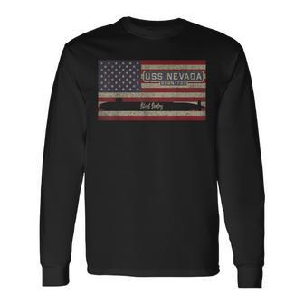Uss Nevada Ssbn-733 Submarine Usa American Flag Long Sleeve T-Shirt - Seseable
