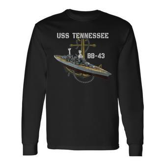 Uss Tennessee Bb-43 Battleship Ww2 American Warship Veterans Long Sleeve T-Shirt - Seseable
