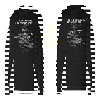 Uss Tennessee Bb-43 Battleship Ww2 American Warship Veterans Long Sleeve T-Shirt - Seseable