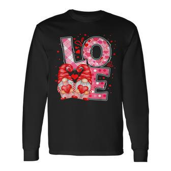 Valentine Gnomes Heart Valentines Day Gnome Love Him Her Long Sleeve T-Shirt - Seseable