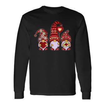 Valentine Gnomes Holding Hearts Valentines Day Gnome Love Long Sleeve T-Shirt - Seseable