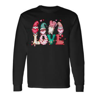 Valentine Gnomes Holding Hearts Valentines Day Gnome Love Long Sleeve T-Shirt - Seseable