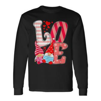 Valentine Gnomes Holding Hearts Valentines Day Gnome Love Men Women Long Sleeve T-shirt Graphic Print Unisex - Seseable