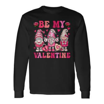 Valentines Day Gnome Be My Valentines Couple Gnome Heart Long Sleeve T-Shirt - Seseable