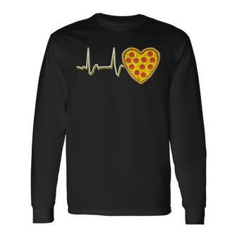 Valentines Day Pizza Heart Beat Heart Pizza Lovers Long Sleeve T-Shirt - Seseable