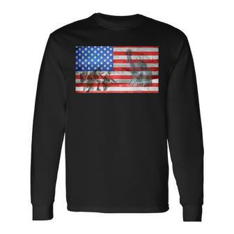 Veteran American Flag Patriotic Soldier Liberty Men Women Long Sleeve T-shirt Graphic Print Unisex - Seseable