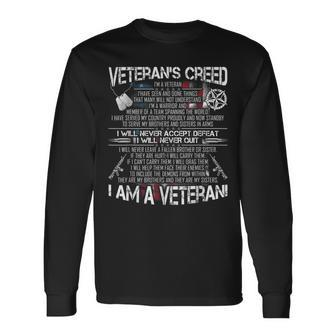 Veteran Creed Proud Veterans Dad Grandpa Men Long Sleeve T-Shirt - Seseable