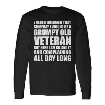 Veteran Grumpy Old Funny Men Grandpa Daddy Gifts Men Women Long Sleeve T-shirt Graphic Print Unisex - Seseable