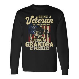 Being A Veteran Is An Honour Patriotic Us Veteran Grandpa Long Sleeve T-Shirt - Seseable