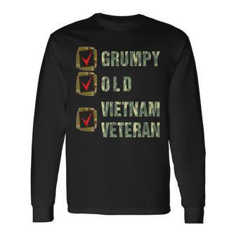 Veteran Humor Grumpy Old Vietnam Veteran Gifts Men Women Long Sleeve T-shirt Graphic Print Unisex - Seseable