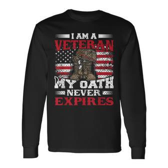 I Am A Veteran My Oath Never Expires Veterans Men Women Long Sleeve T-Shirt T-shirt Graphic Print - Thegiftio UK