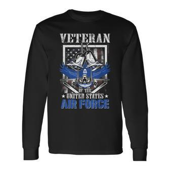 Veteran Of The United States Us Air Force American Flag Usaf Long Sleeve T-Shirt - Seseable