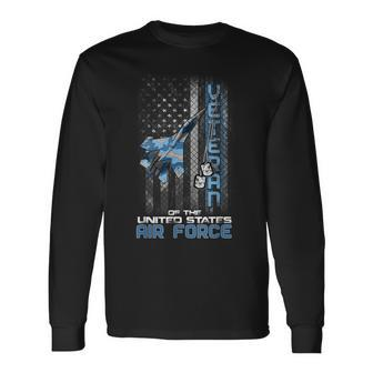 Veteran Of The United States Us Air Force American Usaf Flag Long Sleeve T-Shirt - Seseable