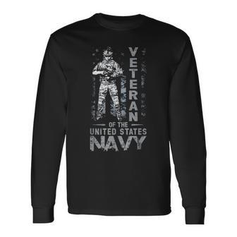 Veteran Of The United States Us Navy Fathers Day Long Sleeve T-Shirt - Seseable