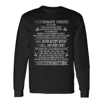 Veterans Creed Im A Veteran Proud Veterans Day Long Sleeve T-Shirt - Seseable