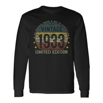 Vintage 1933 90 Years Old 90Th Birthday For V2 Long Sleeve T-Shirt T-Shirt | Mazezy