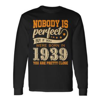 Vintage 1939 Birthday 80 Year Old Present Tee Long Sleeve T-Shirt | Mazezy