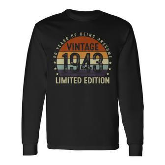 Vintage 1943 Limited Edition 80Th Birthday 80 Years Old Gift Men Women Long Sleeve T-shirt Graphic Print Unisex - Seseable
