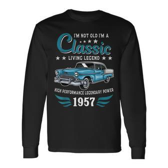 Vintage 1957 Birthday Classic Car For Legends Born In 1957 Long Sleeve T-Shirt | Mazezy